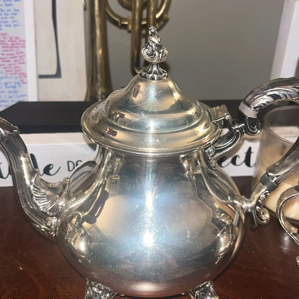 Gorham Vintage Silver 3 Piece Duchess Coffe Set with Cream and Sugar Bowl EUC